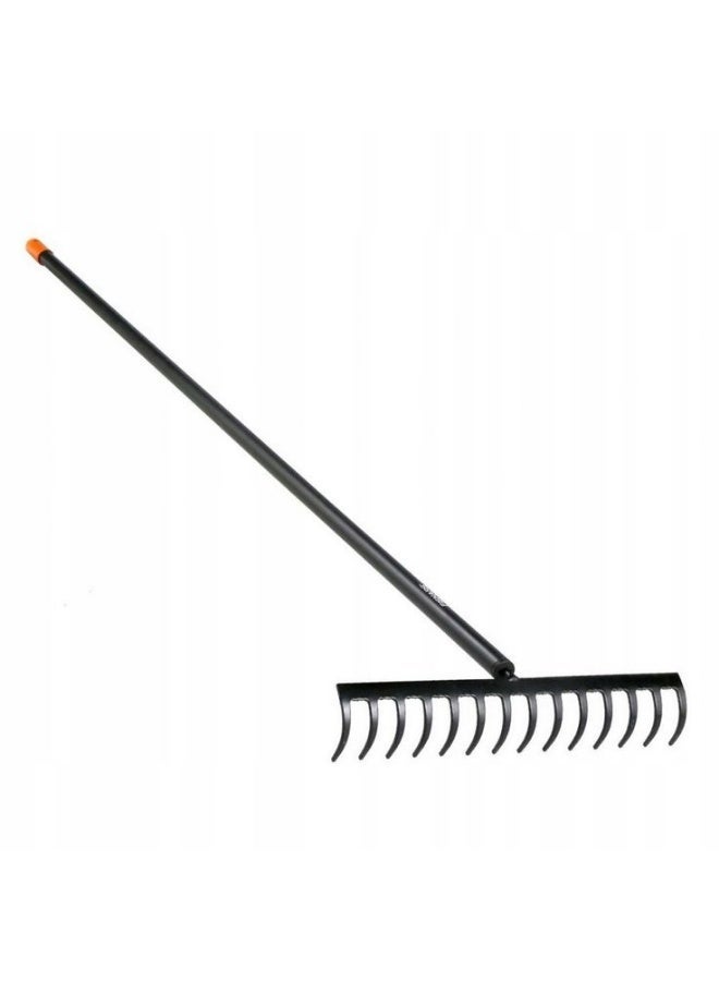 Metal Garden Rake Long Handle Garden Tool Black - Image 1